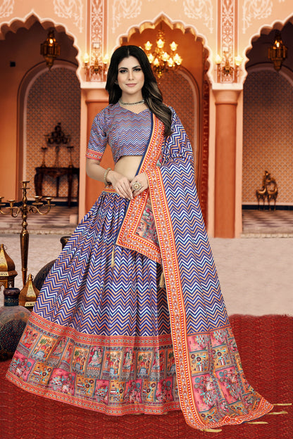 Blue Color in Dola Silk Attractive Fancy Lehenga Choli for Women