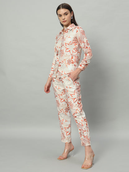 Model posing in Stylish Designer Floral Printed Two Piece Co-ord Set, demonstrating the elegant and trendy look.