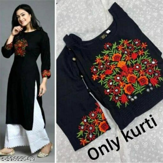 Rayon Embroidered Kurti for Women