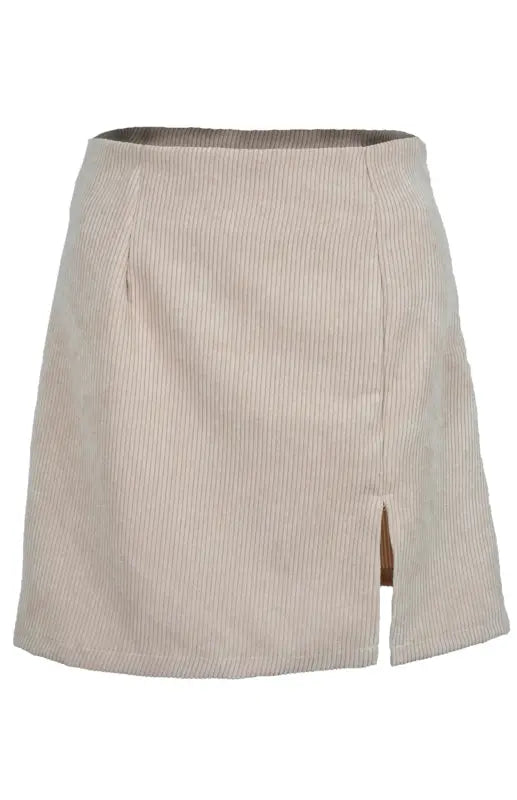 High Waist Corduroy Skirt Solid Split A-Line Skirt KC Global