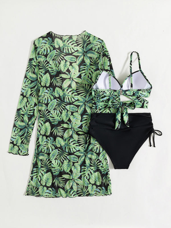 Women's tropical print bikini three-piece sets KC Global