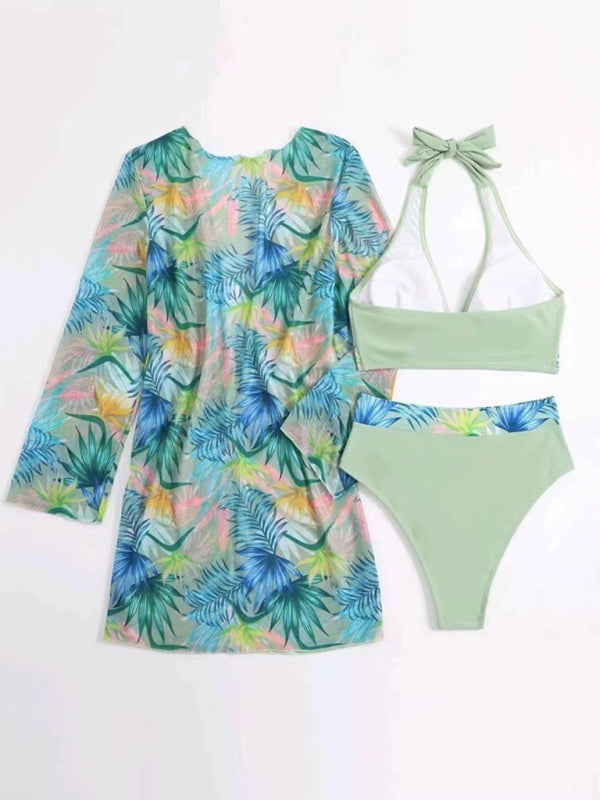 New sexy bikini push-up split printed mesh three-piece set KC Global