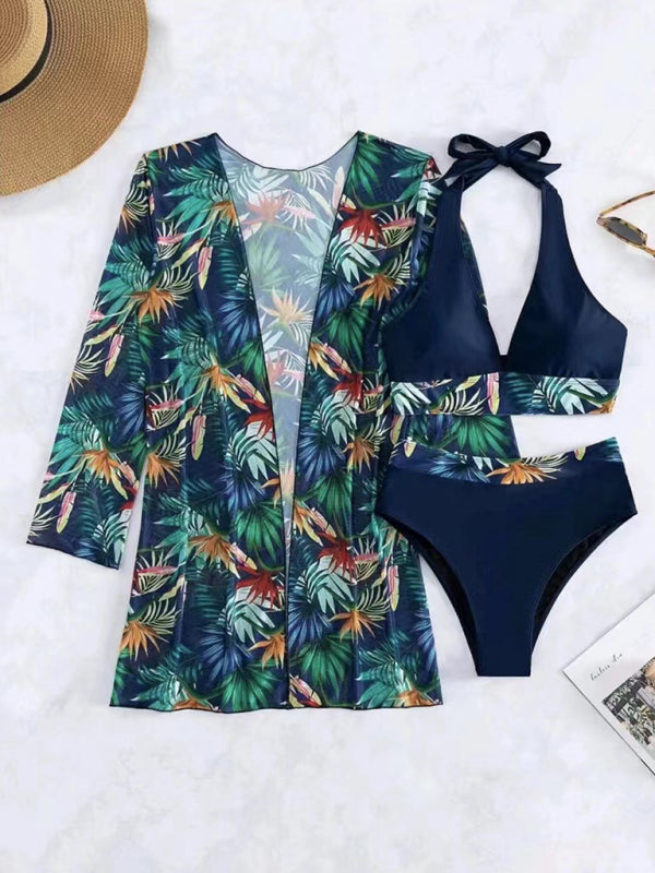 New sexy bikini push-up split printed mesh three-piece set KC Global