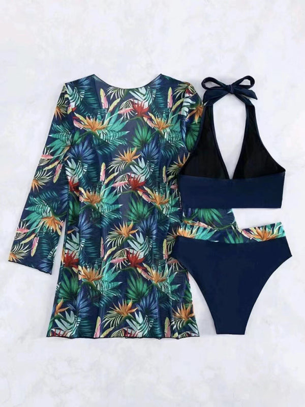 New sexy bikini push-up split printed mesh three-piece set KC Global