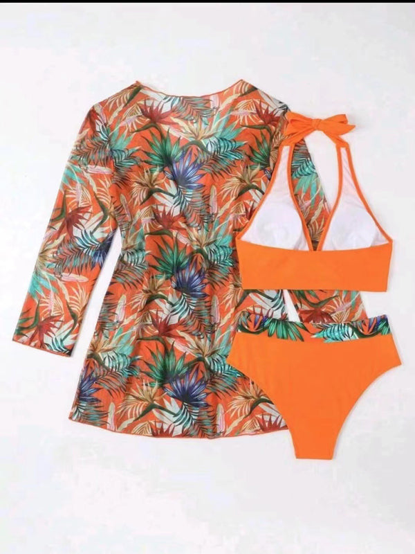 New sexy bikini push-up split printed mesh three-piece set KC Global