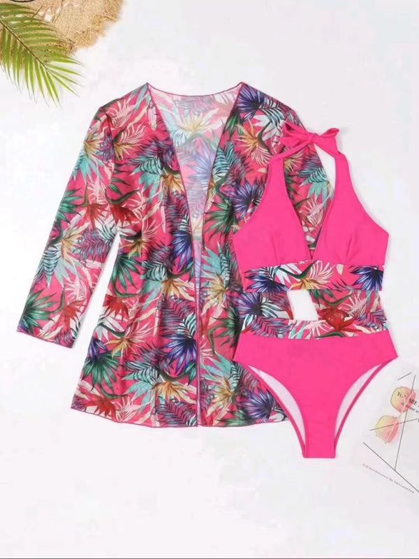 New sexy bikini push-up split printed mesh three-piece set KC Global