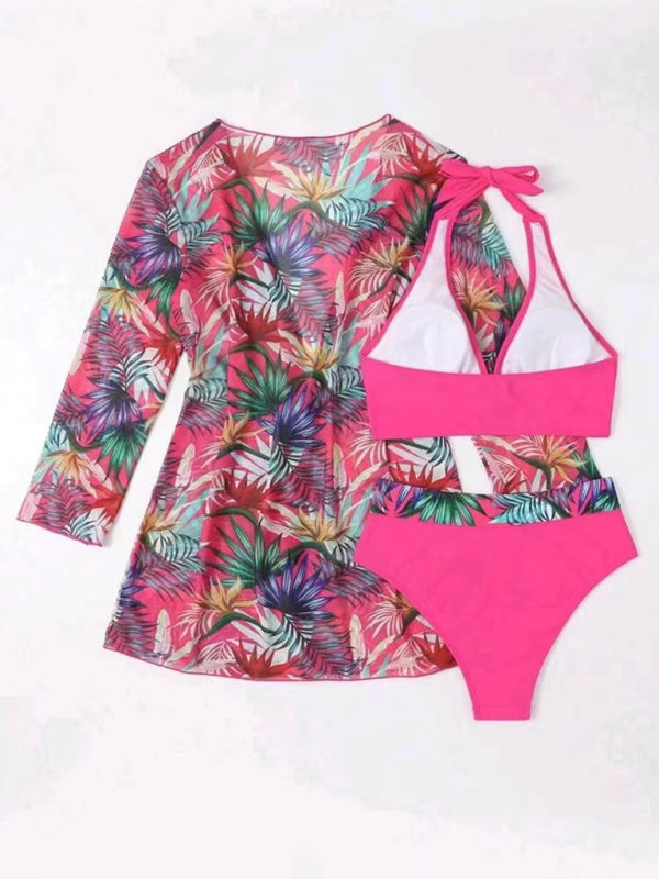 New sexy bikini push-up split printed mesh three-piece set KC Global