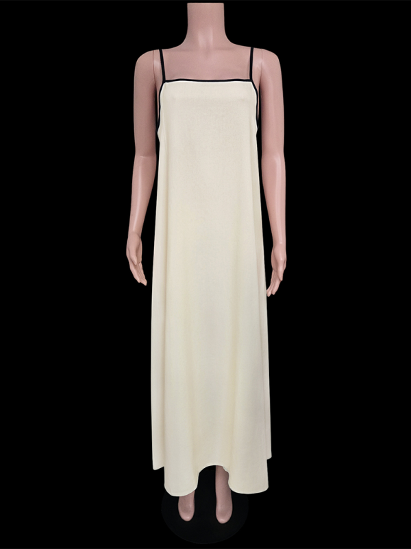 Stylish Casual Suspender Dress with Pockets displayed on a mannequin, showing the fashionable detailing and fit.