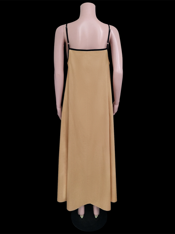 Stylish Casual Suspender Dress with Pockets displayed on a mannequin, showing the fashionable detailing and fit.