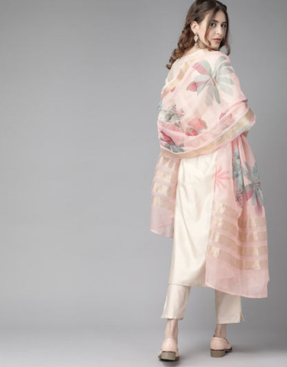 Women Yoke Design Straight Kurta and Palazzo With Dupatta