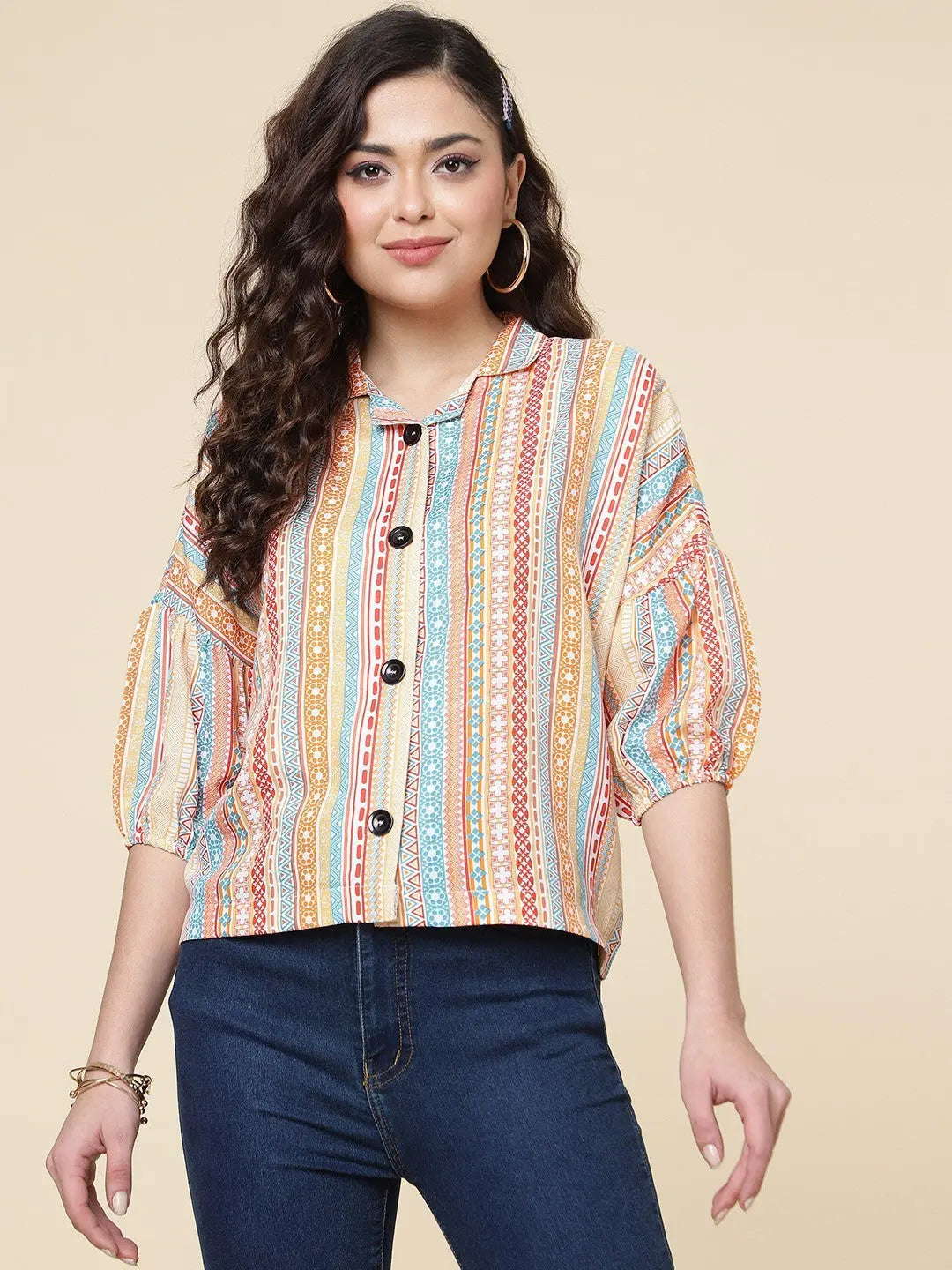 Printed Casual Wear Rayon Shirt For Women Desi Soul