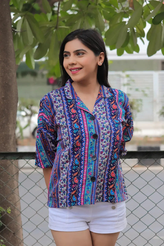 Casual Wear Women Printed Bishop Sleeve Shirt Desi Soul