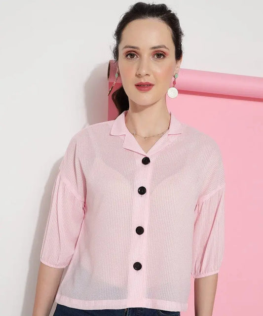 Pink Plain Casual Wear Shirt For Women Desi Soul