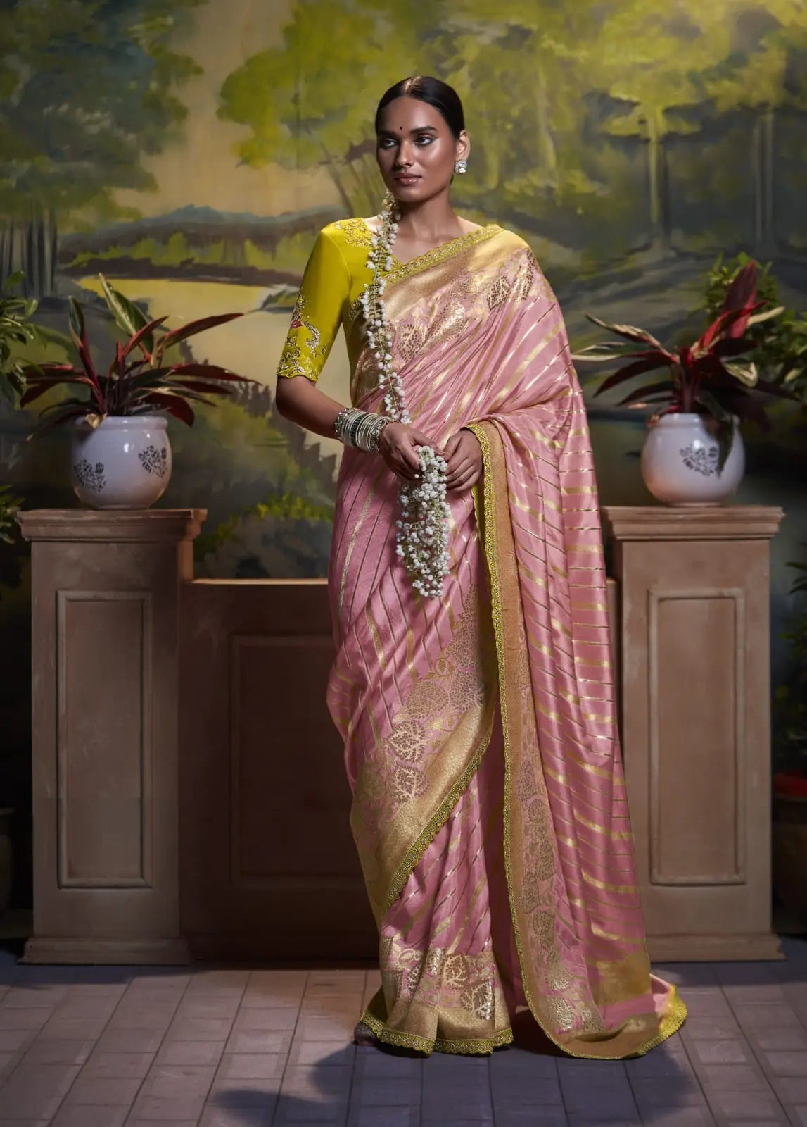 Thulian Pink Silk Weaving Designer Saree Desi Soul