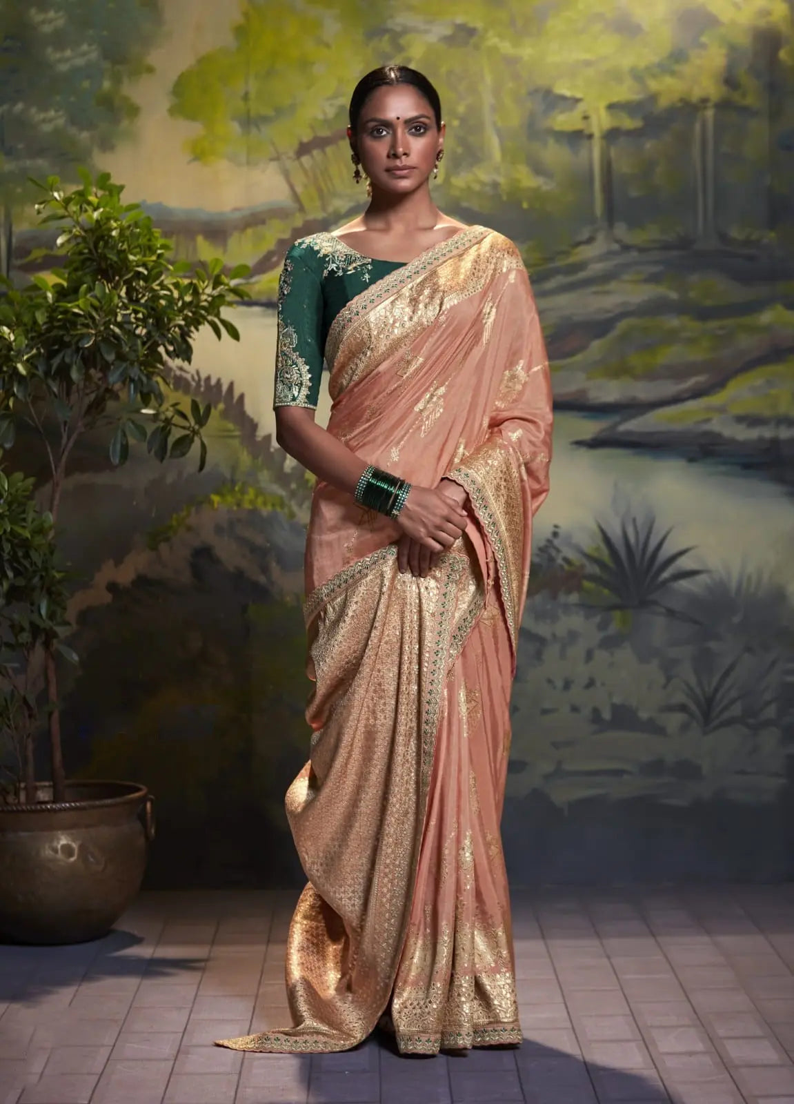 Peach Colour Silk Weaving Designer Saree Desi Soul