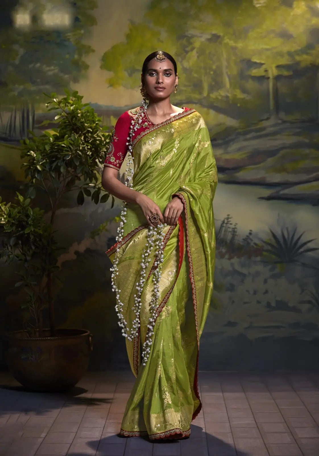 Green Silk Weaving Designer Saree Desi Soul