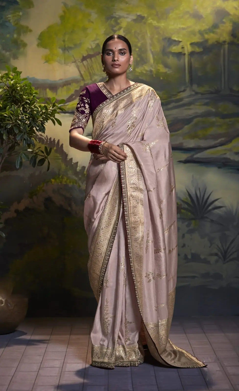 Lilac Lavender Silk Weaving Designer Saree Desi Soul