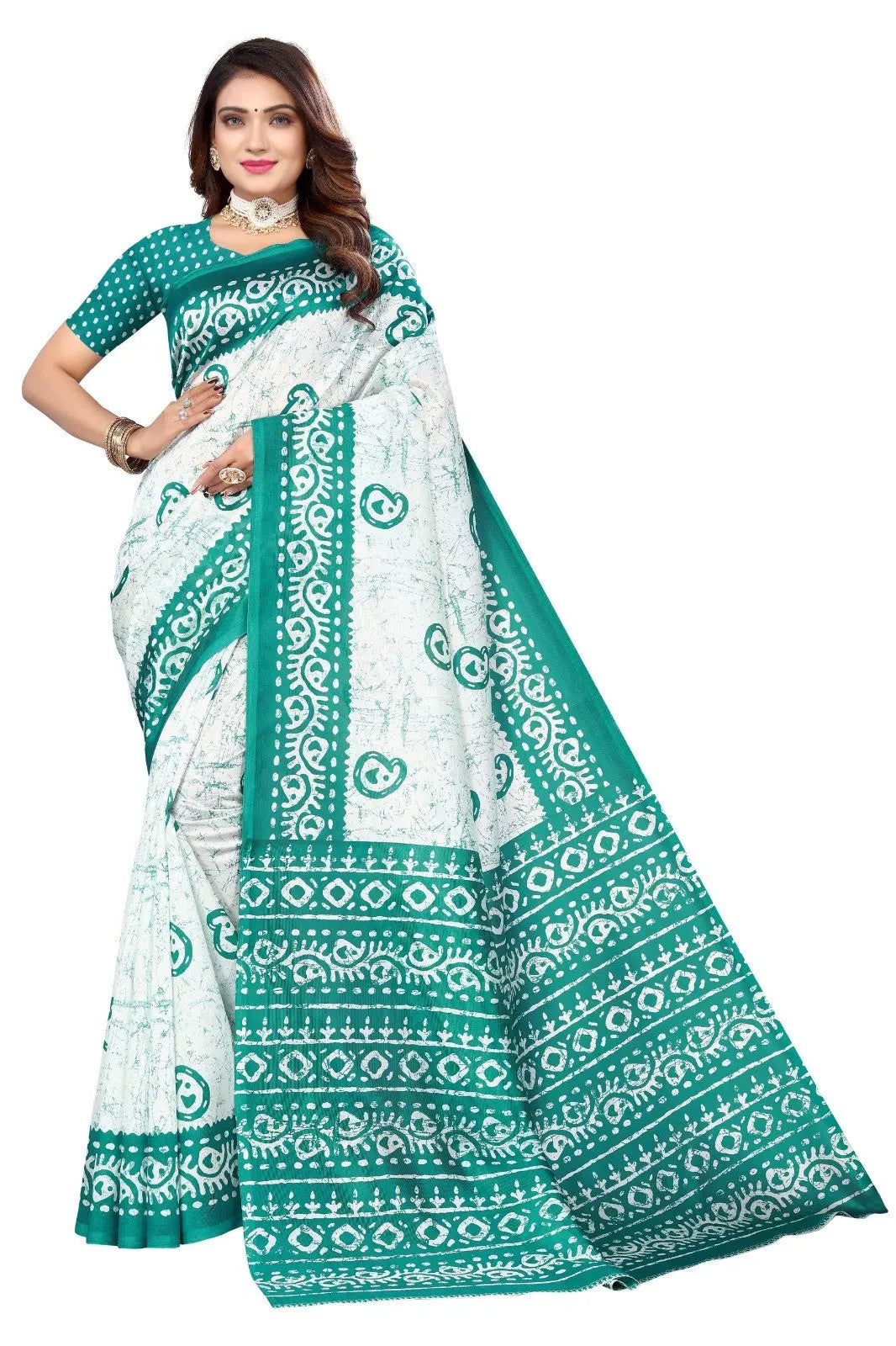 Batik Printed Art Silk Regular Wear Saree Collection Desi Soul