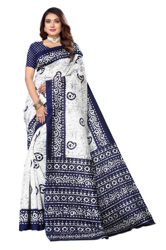 Batik Printed Art Silk Regular Wear Saree Collection Desi Soul