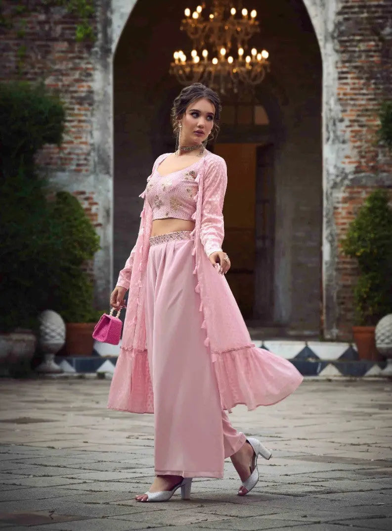 Dusty Pink Classy Indo Western With Stylish Koti - Let Us Vogue