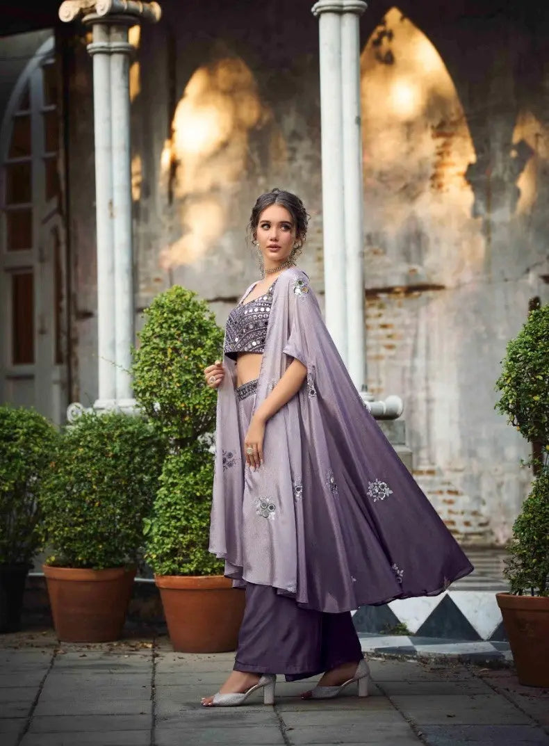 Purple Classy Indo Western With Stylish Koti - Let Us Vogue