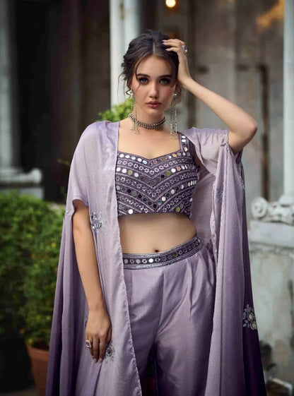 Purple Classy Indo Western With Stylish Koti - Let Us Vogue