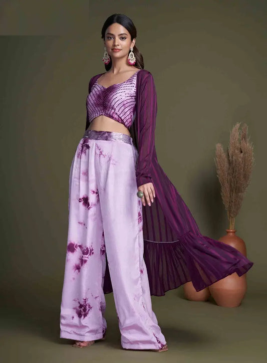 Dark Purple Stylish Indo Western For Women - Let Us Vogue