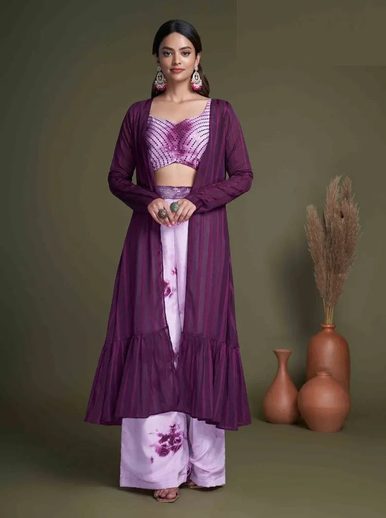 Dark Purple Stylish Indo Western For Women - Let Us Vogue