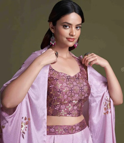 Lavender Classy Indo Western With Stylish Koti - Let Us Vogue