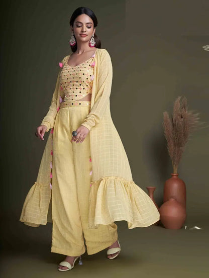 Yellow Classy Indo Western With Stylish Koti - Let Us Vogue