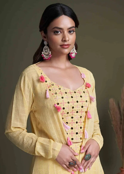 Yellow Classy Indo Western With Stylish Koti - Let Us Vogue