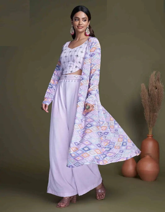 Pastel Purple Classy Indo Western With Stylish Koti - Let Us Vogue