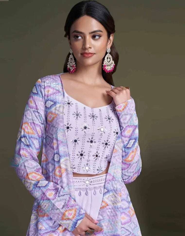 Pastel Purple Classy Indo Western With Stylish Koti - Let Us Vogue