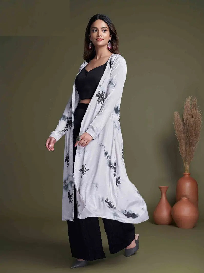 Black And White Classy Indo Western With Stylish Koti - Let Us Vogue