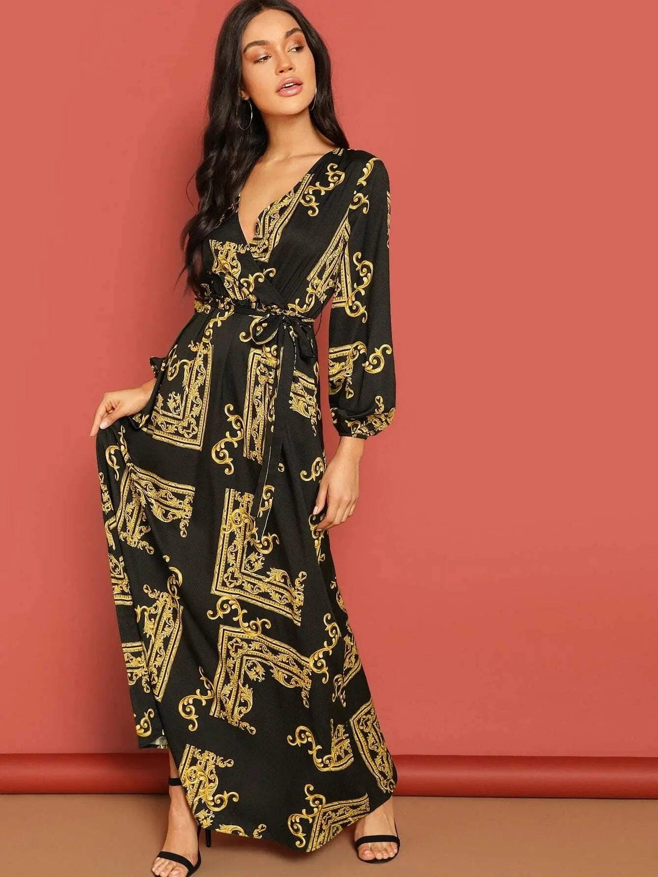 Black And Yellow Stylish Party Wear BSY Linen Maxi Dress Desi Soul