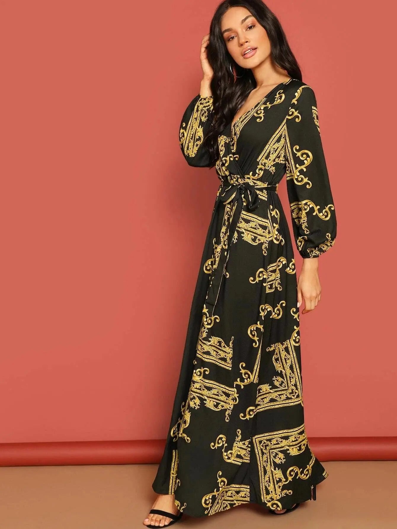 Black And Yellow Stylish Party Wear BSY Linen Maxi Dress Desi Soul