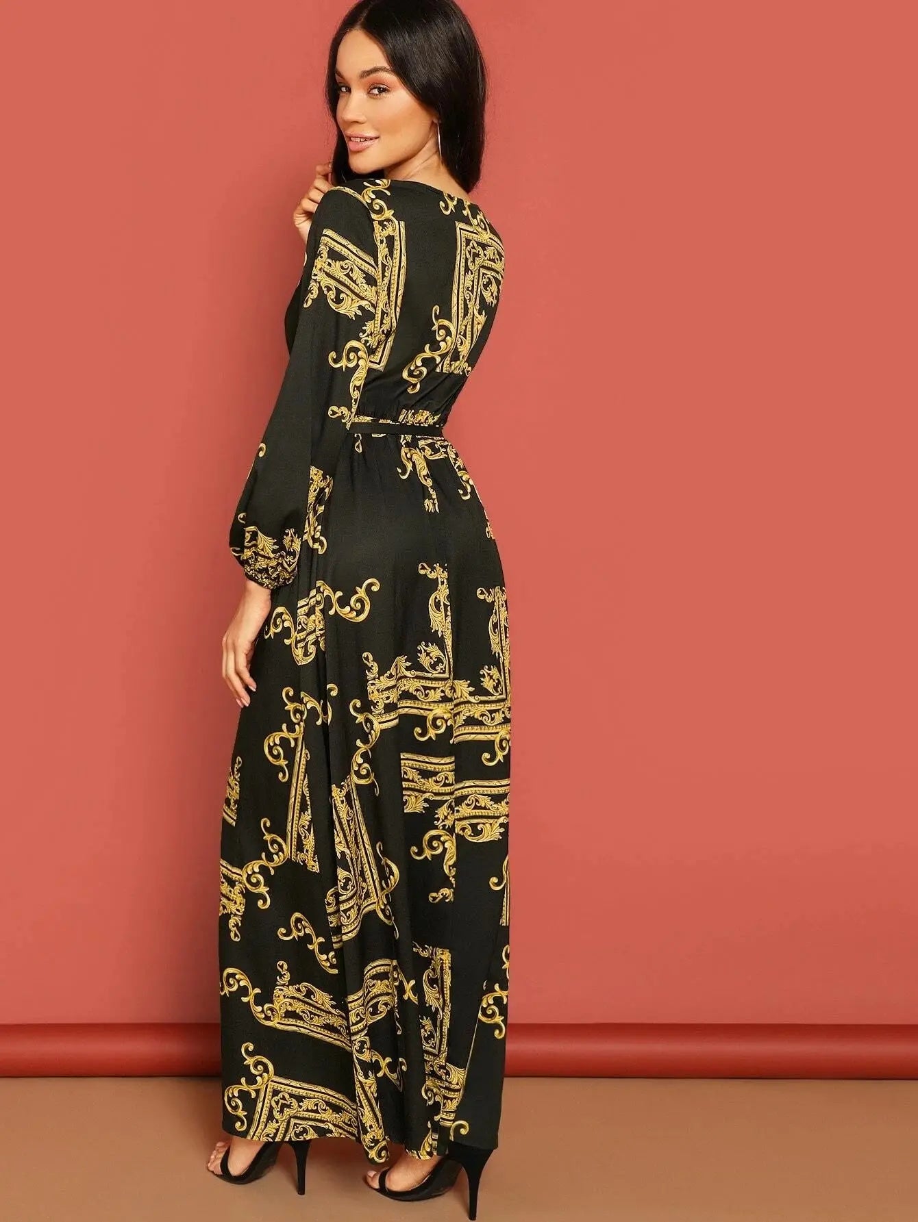 Black And Yellow Stylish Party Wear BSY Linen Maxi Dress Desi Soul