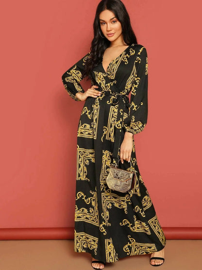 Black And Yellow Stylish Party Wear BSY Linen Maxi Dress Desi Soul