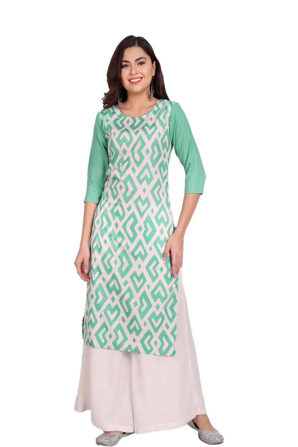 Women's Rama Colour Printed Crepe Straight Kurti Desi Soul