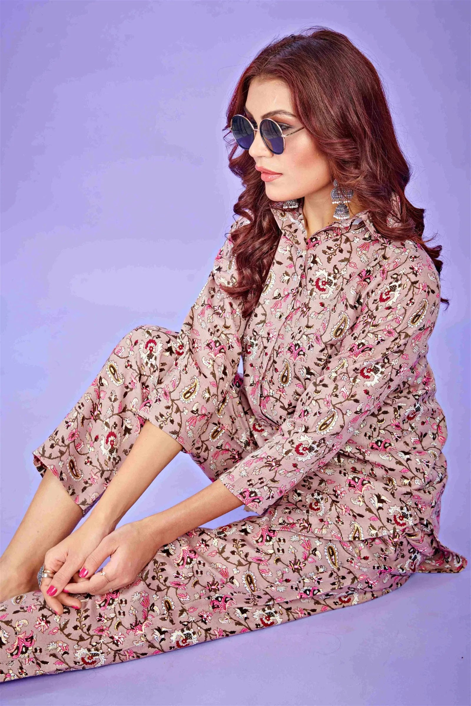 Pastel Colour Cotton Printed Party Wear Co-ords Set - Let Us Vogue