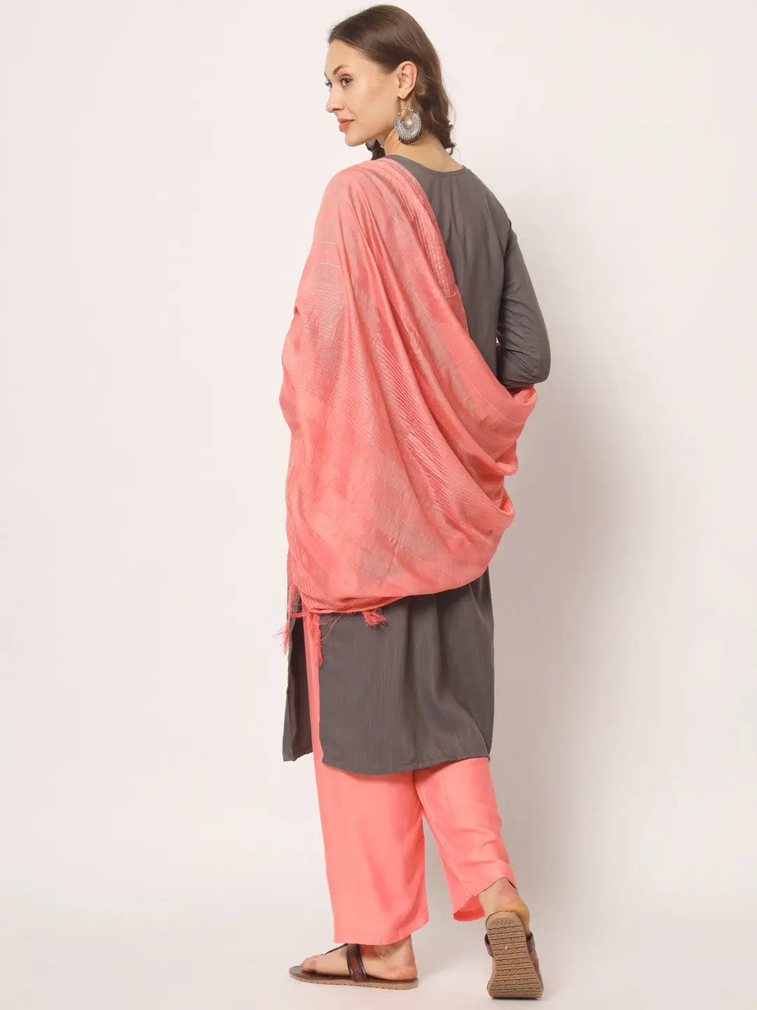 Grey Colour Rayon Embroidery With Mirror Casual Wear Kurta Pant Dupatta Desi Soul