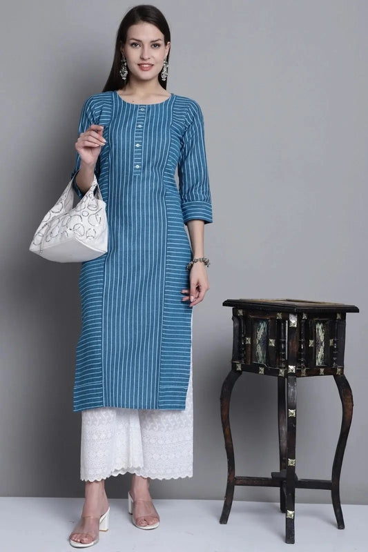 Blue Colour South Cotton Casual Wear Kurti Desi Soul