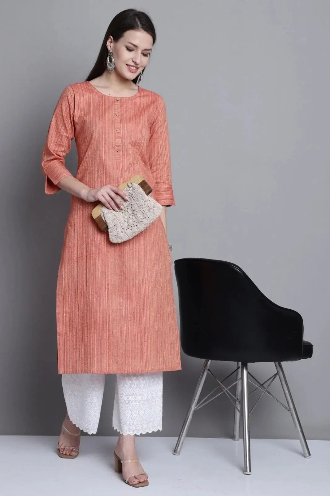 Orange Colour South Cotton Casual Wear Kurti Desi Soul