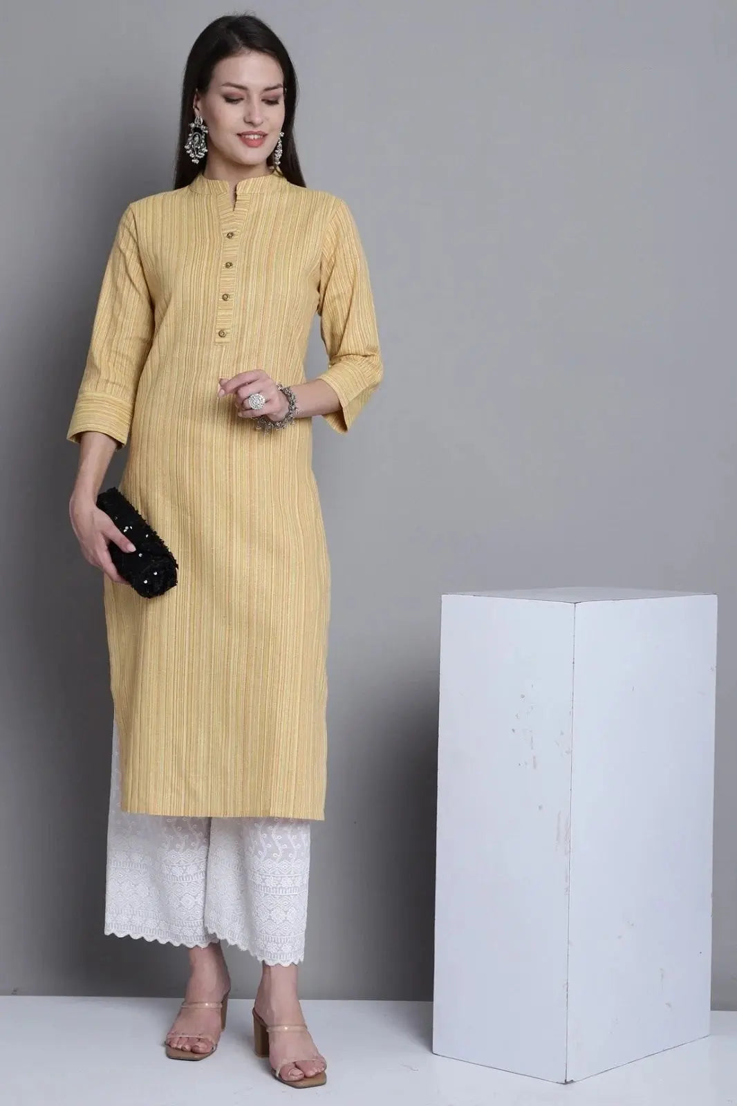 Yellow Colour South Cotton Casual Wear Kurti Desi Soul