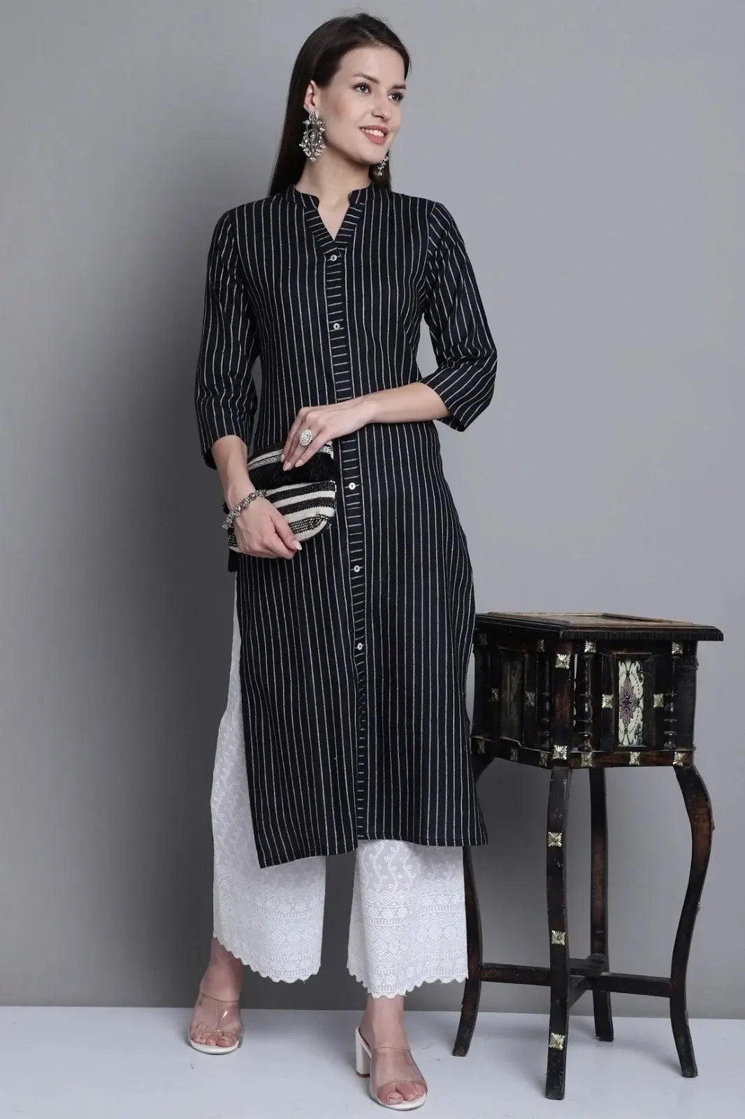 Black Colour South Cotton Casual Wear Kurti Desi Soul