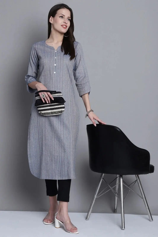 Grey Colour South Cotton Casual Wear Kurti Desi Soul