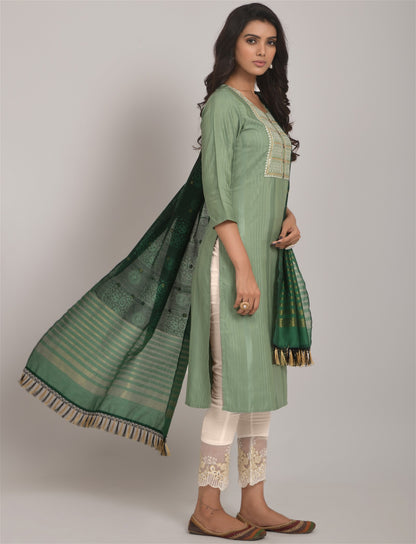 Pista Party Wear Embroidery Worked Kurta With Pant And Duppata Set Desi Soul