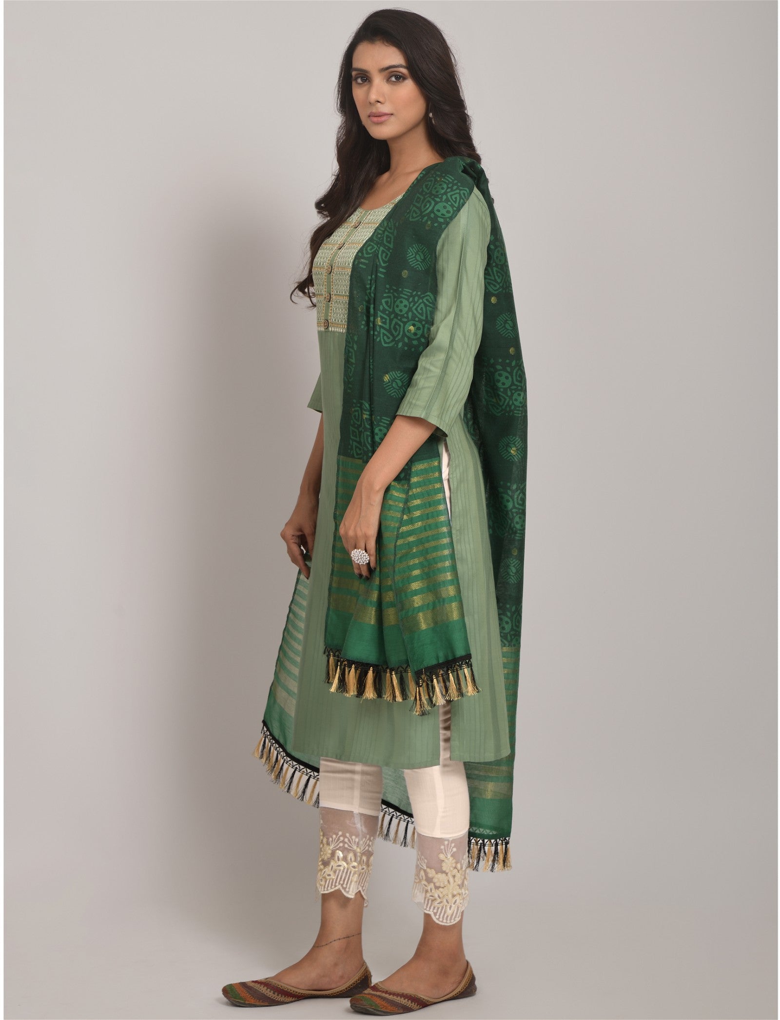 Pista Party Wear Embroidery Worked Kurta With Pant And Duppata Set Desi Soul