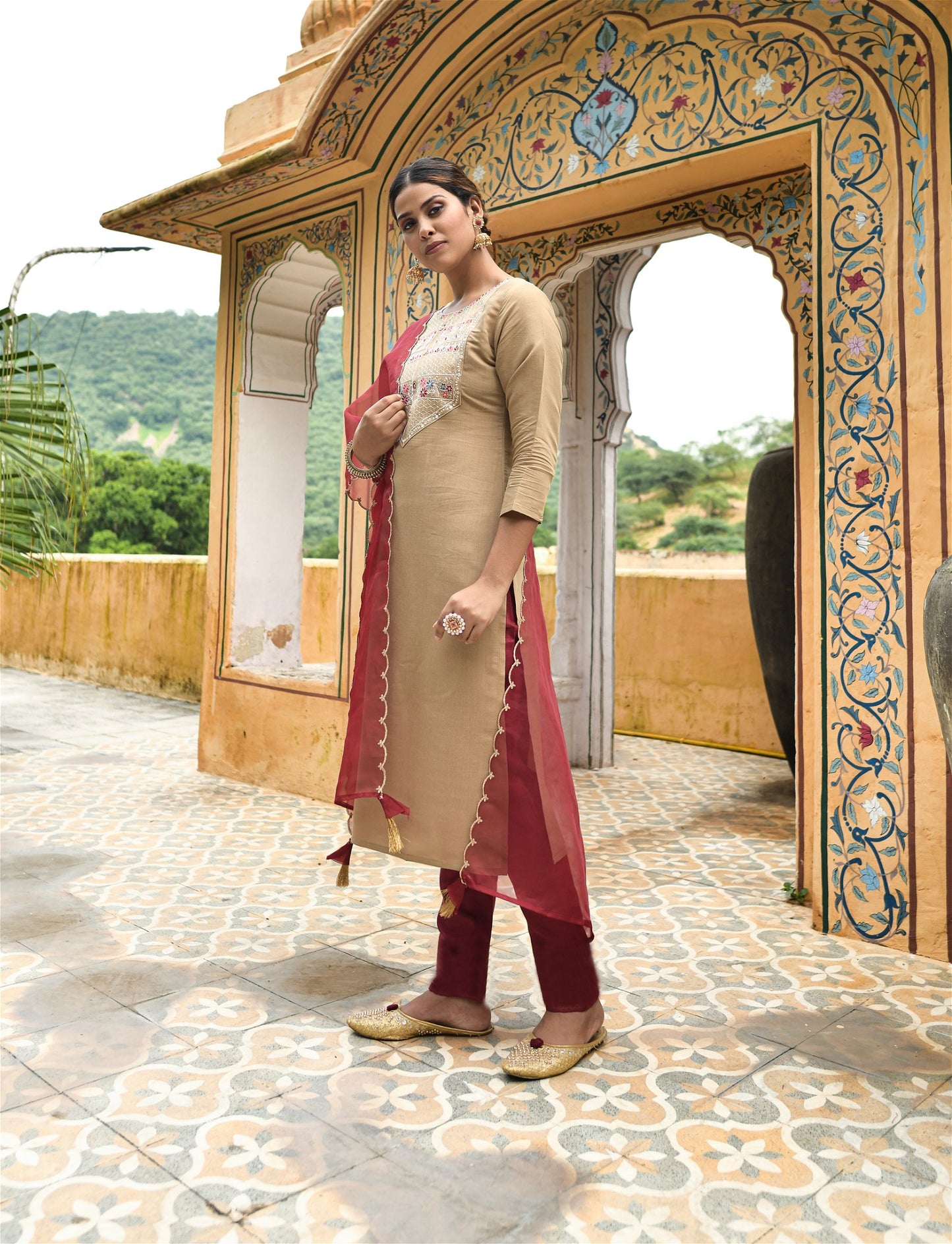 Chiku Party Wear Embroidery Worked Kurta With Pant And Duppata Set Desi Soul