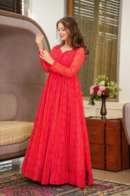 Red Color Beautiful and Stylish Full Flair Gown for Women Desi Soul